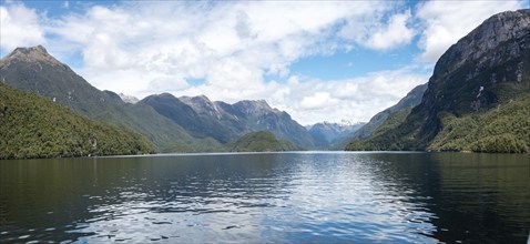 Beautiful mountain landscape surrounding lake Te Anau, South Island of New Zealand