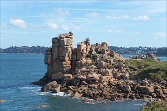 Coastal landscape with impressive cliffs and sea views, Ploumanac'h, Ploumanach, Perros-Guirec,