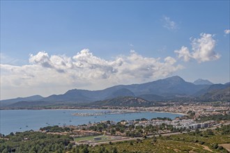 View from the Mirador Es Colomer to Port de Pollenca, Majorca, Balearic Islands, Spain, Europe