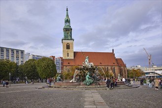 St. Mary's Church with Neptune Fountain, Karl-Liebknecht-Straße, Berlin, capital city, independent