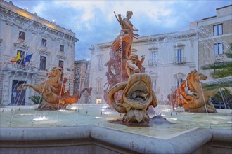 Diana fountain, Ortygia, Syracuse, Sicily, Italy, Europe