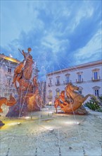 Diana fountain, Ortygia, Syracuse, Sicily, Italy, Europe