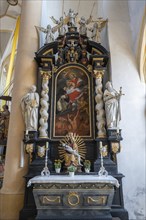 Side altar from 1685, in the church of St Vitus, 16th century, Iphofen, Lower Franconia, Bavaria,