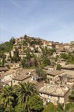 View of the artists' village of Deia, Majorca, Balearic Islands, Spain, Europe