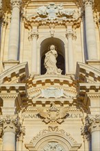 Syracuse Duomo facade detail, Ortygia, Syracuse, Sicily, Italy, Europe