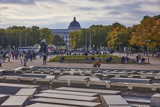 Water cascades, Neptune Fountain and Berlin Cathedral, Panoramastrasse, Berlin, capital city,