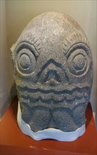 Stone Tecpatl sculpture figure, archaeological site and museum of Templo Mayor, Mexico City,