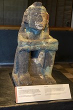 Stone sculpture of Ahuiteotl the cheerful god, archaeological site and museum of Templo Mayor,