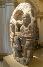 La Estela de Tabi stelae inside Palacio Canton palace anthropology museum, Merida, Yucatan State,