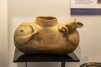 Urn in form of a rabbit, archaeological site and museum of Templo Mayor, Mexico City, Mexico,