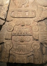 Carved stone monument depicting Tlaloc and Tlaltecuhtli, gods of rain and Earth, archaeological