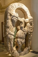 La Estela de Tabi stelae inside Palacio Canton palace anthropology museum, Merida, Yucatan State,