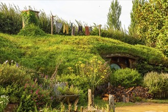 HOBBITON, NEW ZEALAND, JANUARY 20, 2023, Famous Hobbiton village in Matamata from the movies The