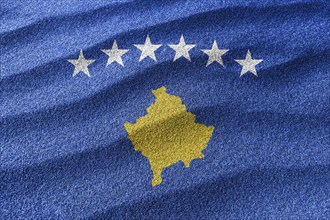 Kosovo sand flag, national flag sand background