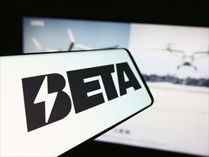 Stuttgart, Germany, 07-14-2024: Cellphone with logo of American eVTOL aircraft company Beta