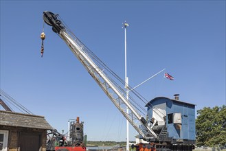 CHATHAM, KENT, UK, AUGUST 9. View of an old dockyard crane in Chatham, Kent, UK on August 09, 2024