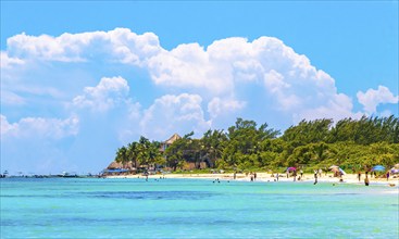 Playa del Carmen Quintana Roo Mexico 09. September 2023 Tropical mexican caribbean beach and sea