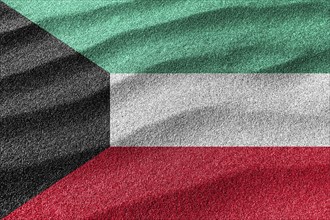 Kuwait sand flag, national flag sand background