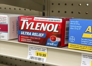 Calgary, Alberta, Canada. Oct 17, 2023. A close up to a Tylenol Ultra Relief 500mg box. Concept: