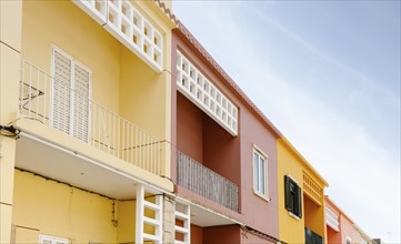 Colorful Residential Houses in Faro city, Portugal, Europe