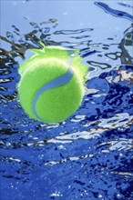 Tennis Summer Concept, Tennis Ball Underwater, Swimming Pool, Summer Tennis Camp