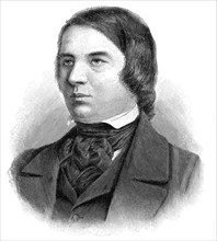 Robert Schumann, 1810 - 1856, a German composer and pianist of the Romantic, Historische Zeichnung