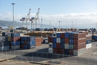 WELLINGTON, NEW ZEALAND, DECEMBER 20, 2022, Containers at the harbor of Wellinton, New Zealand,