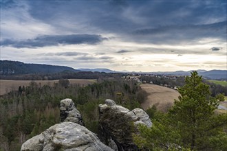 View from Gamrig (Saxon Switzerland) to the village of Waltersdorf 1