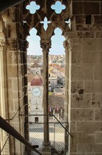 View from the bell tower of the cathedral in Trogir to the church St. Sebastian, Croatia, Europe