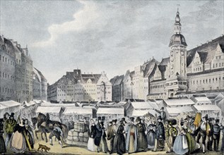 Messe Leipzig, trade fair in Leipzig, Leipzig, Saxony, Germany, Europe, historical illustration,