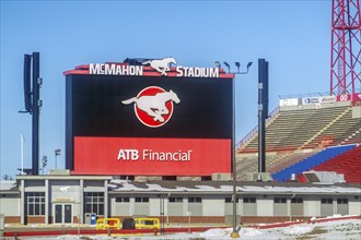 Calgary, Alberta, Canada. Feb 17, 2024. A McMahon Stadium welcome sign to the Calgary Stampeders