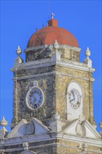 Huayacocotla, Veracruz, Mexico. Jan 29, 2024. Top view of the clock from the Saint Peter the