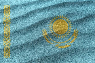 Kazakhstan sand flag, national flag sand background