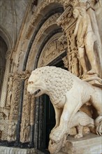 Iconic Radovan's portal of the cathedral in Trogir, Croatia, Europe