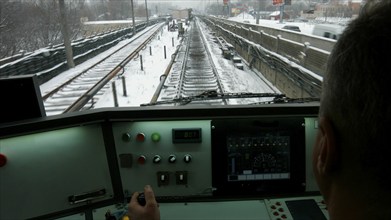 The driver controls the locomotive of the train. The city train goes to the station. A subway train