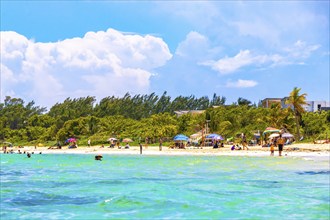 Playa del Carmen Quintana Roo Mexico 09. September 2023 Tropical mexican caribbean beach and sea