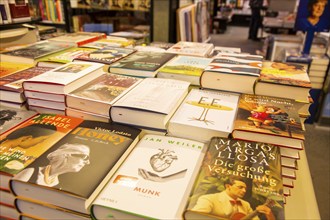 Close-up of books in a bookshop in Mannheim