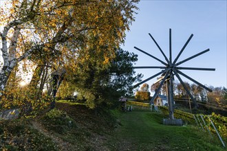 Autumn atmosphere, sunlight breaking through the vineyard, largest klapotetz in the world,