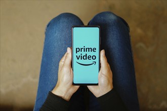 In this photo illustration, the Amazon Prime Video logo seen displayed on a smartphone