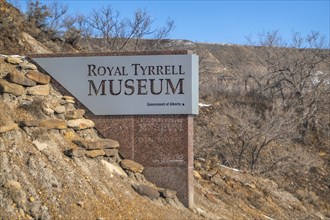 Drumheller, Alberta, Canada. Feb 19, 2024. A winter scene featuring the Royal Tyrrell Museum's