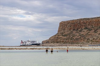 A picture of the blue water and the surrounding landscape of Balos Beach being overlooked by a