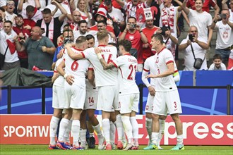 BERLIN, GERMANY - JUNE 21, 2024: Euro 2024 Groupe D match Poland vs Austria 1:3. Joy team of Poland