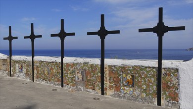 Crosses at the seafaring church of Santa Maria del Soccorso in Forio on the island of Ischia