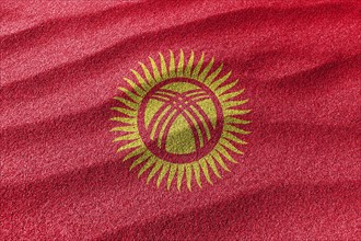 Kyrgyzstan sand flag, national flag sand background