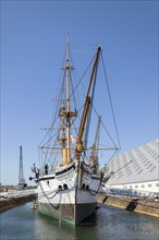 CHATHAM, KENT, UK, AUGUST 9. View of HMS Gannet in Chatham, Kent, UK on August 09, 2024