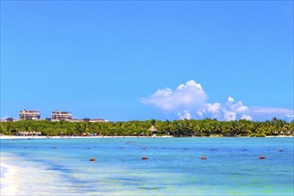 Playa del Carmen Quintana Roo Mexico 09. September 2023 Tropical mexican caribbean beach and sea