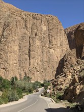 A road leading to famous Todra gorge in the Atlas mountains of Morocco