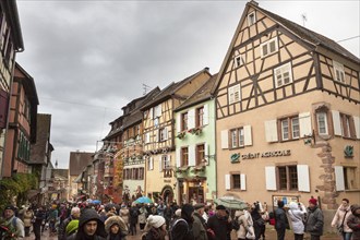 Typical building Alsatian houses. Riquewihr, Alsace. France