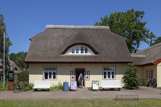 Thatched roof house, Prerow tourist information centre, Darß, Mecklenburg-Western Pomerania,