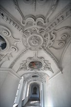 Cloister with 17th century stucco work, in the Dominican convent of Wettenhausen, 12th century,